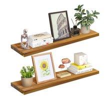 Load image into Gallery viewer, Teak Wood Floating Shelves