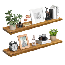 Load image into Gallery viewer, Teak Wood Floating Shelves