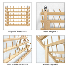 Load image into Gallery viewer, 2X60 Spools Wooden Thread Rack/Thread Holder Organizer