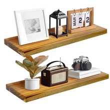 Load image into Gallery viewer, Teak Wood Floating Shelves